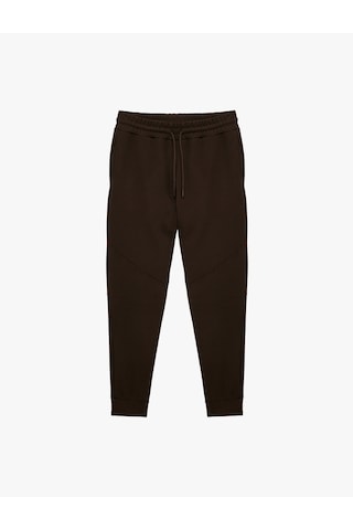 Koton Viskon Karışımlı Cepli Beli Bağcıklı Jogger Spor Eşofman Altı Kahverengi 6sam40082nk