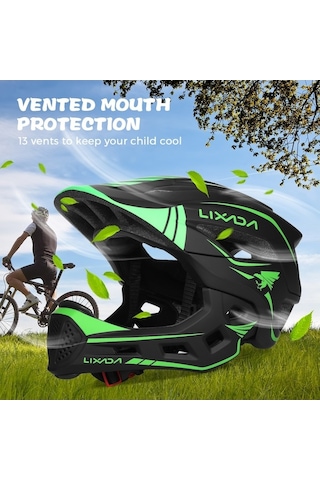 Lıxada-çocuklar İçin Açık Havada Bisiklet Tam Yüz Kaskı Karbon Deseni Koyu Gri Koyu Gri