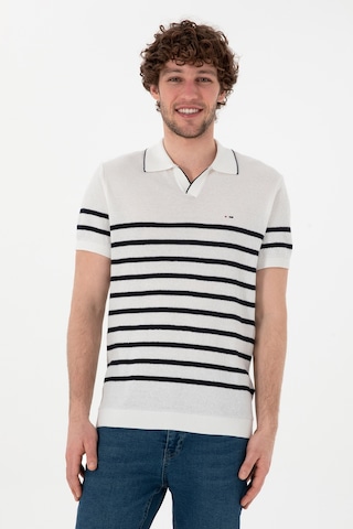 U.S. Polo Assn. Erkek Slim Fit Polo Yaka Beyaz Tişört 50302971-VR013