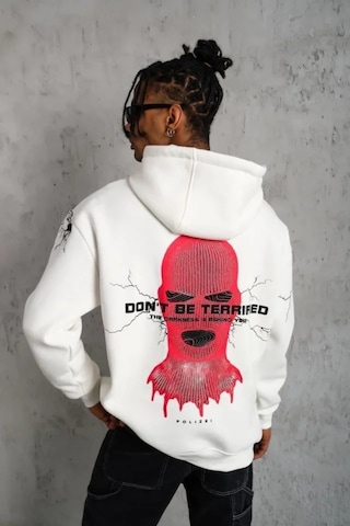 Vexor Erkek Maske Baskılı Kapüşonlu Sweat - Beyaz