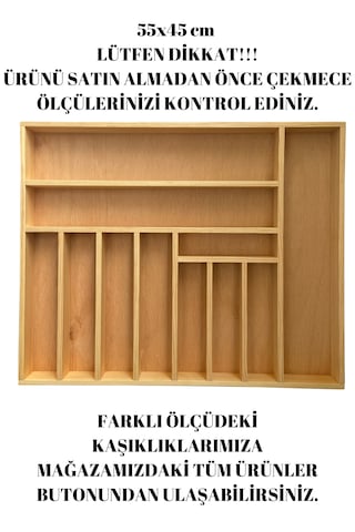 55x 45 Cm Ayfiwood Ahşap Kaşıklık Çekmece İçi Yemek Takımı Ve Servis Gereçleri Düzenleyici Organizer