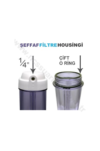 10 İnç Çift O-Ring'Li Su Arıtma Filtresi Kabı Şeffaf Housing