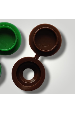 100 Adet Menteşeli Kahverengi Plastik Vida Kapağı, Vida Gizleme K