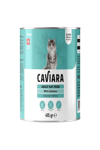 Caviara Kedi Konservesi Sos İçinde Et Parçacıklı Somonlu 415 Gr