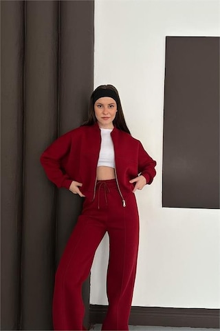 Neşeli Butik Kadın Fermuarlı 3 İplik Eşofman Takımı Nbesf01 Bordo