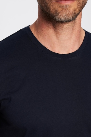 Tudors Unisex Slim Fit Dar Kesim %100 Pamuk Yumuşak Dokulu Lacivert Bisiklet Yaka Tişört-31081 Lacivert