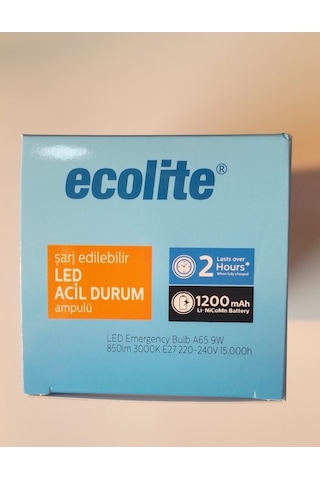 Ecolite Led Şarjlı Ampul A65 9w 3000k E27