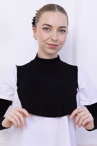 Balıkçı Yaka Boyunluk Siyah - Dik Yakalı Kadın Tesettür Penye Yarım Body Viskon Hijab Siyah