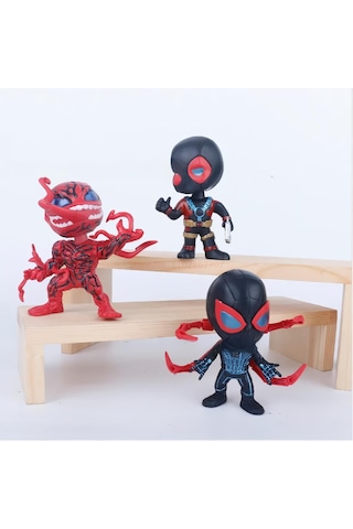 Marvel 6lı Anime Karakter Figür Oyuncak Seti Spiderman Black S.man Venom Carnage Deadpool Bir Arada