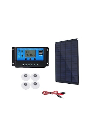 Konesam 10w Tekkristal Silisyum Güneş Paneli + 10a Akıllı Kontrolcü, Usb Cihaz Şarjı, Kamp Ve Acil Durumlar İçin Taşınabilir Koruma Sistemi Diğer