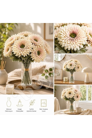 Yapay Çiçek Kasımpatı Buketi 49 Cm Ekru