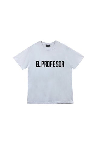 Stoned&Fame El Profesor La Casa De Papel Baskılı Unisex %100 Pamuk Beyaz T-shirt Beyaz