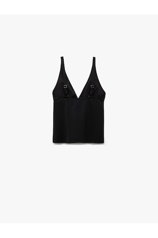 Koton V Yaka Askılı Tankini Üst Siyah 5sak10188mm Siyah