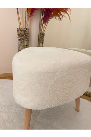 Bohem Tarz Teddy Kumaş Üçgen Puf, Makyaj Taburesi, Bench