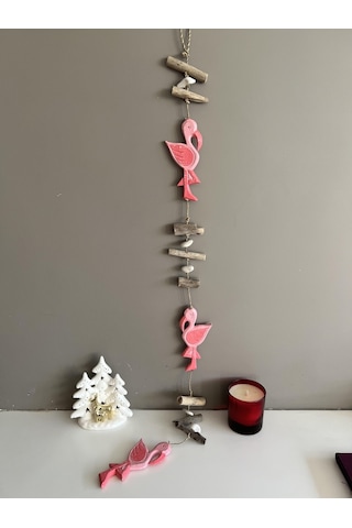 Eskitme Boyalı Ahşap Flamingolar Pembe Askılı Süs /flamingo Temalı Duvar Balkon Dekoru