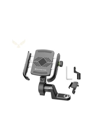 Motosiklet Gidon Ve Ayna Bağlantılı Motor Ve Bisiklet Uyumlu Telefon Tutucu 12-24w Hızlı Şarj - 9026988009317ynt