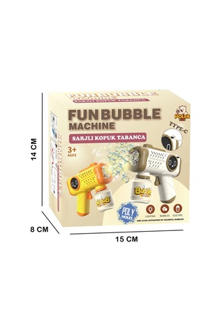 Şarjlı Baloncuk Tabancası Işıklı Otomatik Köpük Balon Makinesi Bubble Gun Sarı