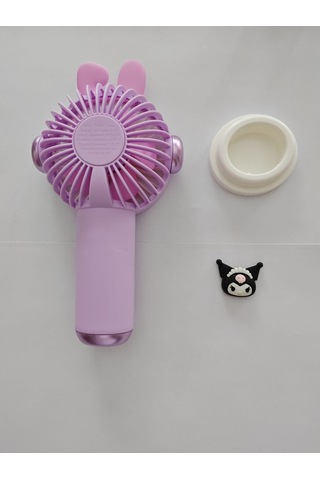 Mini El Fanı Büyük Boy Şarjlı Telefon Tutuculu Figürlü 3 Kademeli Taşınabilir Vantilatör Masa El Tipi Serinletici