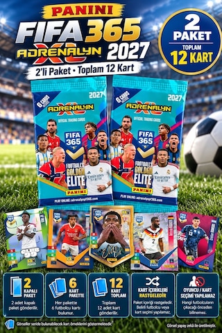 Panini Fıfa 365 Adrenalyn 2027 Futbolcu Kartı 2'li Paket Toplam 12 Kart