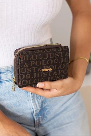 Just Polo Kadın 6 Kart Bölmeli Fermuarlı Ve Çıtçıt Kapamalı Şık Cüzdan Shopper Kahverengi