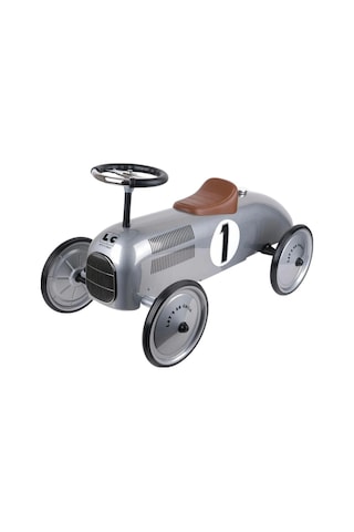 Vintage Klasik Metal Araba Gri Çocuk Sürüş Oyuncağı Sessiz Tekerlekli Retro Pedalsız Araç Çok Renkli