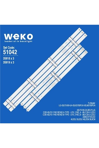 Wkset-6042 35918x3 35919x3 Cob 43lf51 Fhd Rev02 A/b-type 6 Adet Led Bar Tvnizi Açıp İçindeki Led Barla Birebir Aynısı Olduğunu Görmeden Almayınız. Sonrasında İade Almamaktayız. Gri