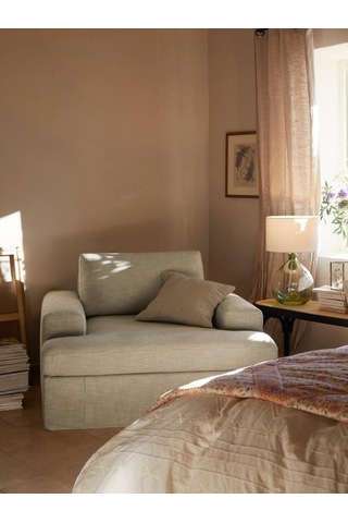 Mode Siesta Kuş Tüyü Berjer 01 Kırık Beyaz Keten Kumaş İşbir Süng Kırık Beyaz