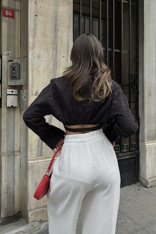 Lijuri Coline Fistolu Crop Gömlek 3254-08 R5-b-k4 Siyah