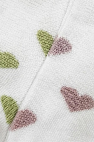 Cocole Socks Kız Bebek Patik Çorabı 2 Li Set Pamuklu Beyaz Zemin Üzeri Yeşil & Mürdüm Kalp Desenli Çok Renkli