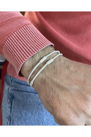 Kazzaze Oksitli Gümüş Kazaziye El Yapımı Çift Sıra Bileklik