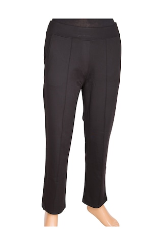 Barem Kadın Çima Dikişli Çelikli İnterlok Siyah Pantolon Siyah