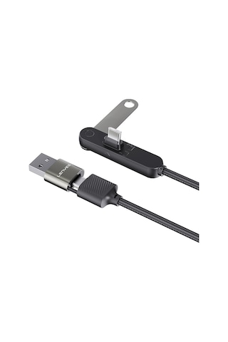Lenyes Lc569 2in1 Usb-a - Type-c + Type-c Standlı Data Ve Şarj Kablosu 240w 1.2m Siyah