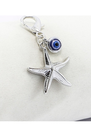 Metal Deniz Atı Nazar Boncuğu Klipsli Küçük Charm Anahtarlık Cüzd 31980758