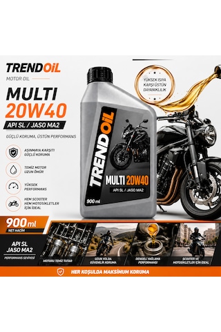 Trendoil Multi 20w-40 Scooter Ve Motosiklet Motor Yağı Apı Sl Jaso Ma2 900ml