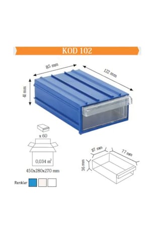 Sembol 102 Plastik Çekmeceli Kutu (10'Lu Paket)