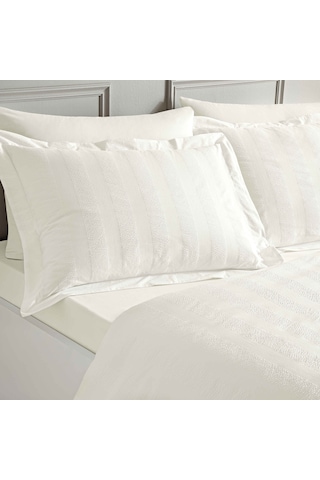 Linens White Collection Gracine Uc Pamuk Jakar Çift Kişilik Nevresim Takımı Beyaz Beyaz