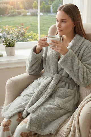 Şal Yaka Wellsoft Sabahlık & Peluş Bornoz-yumuşak, Polar Unisex Sabahlık Gri