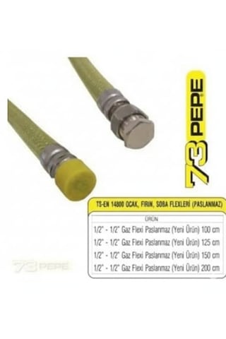Remont 73 Pepe Doğalgaz Ocak Fırın Bağlantı Hortumu 1 Metre - 1/2 Ocak Fleksi - Yeni Tip 100cm