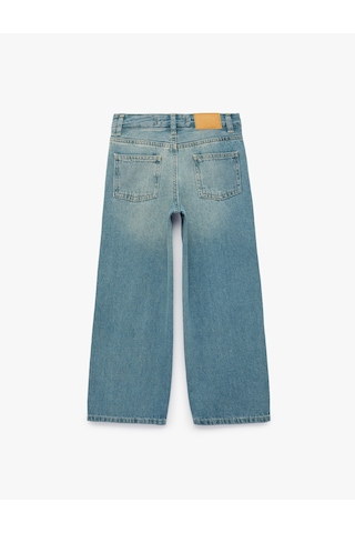 Koton Pamuklu Cepli Loose Fit Geniş Paça Denim Pantolon Orta İndigo 7wkg40037ad