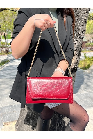 Butikolea Edge Mini Zincir Askılı Portföy Kadın Çantası Kırmızı
