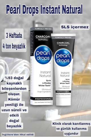 Pearl Drops Instant Natural White Charcoal Diş Macunu 75 ML