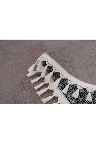 Vl Oval Comfort Ponpon Saçaklı Peluş Post Yolluk Kahverengi Oval Kahverengi Ponpon Saçak