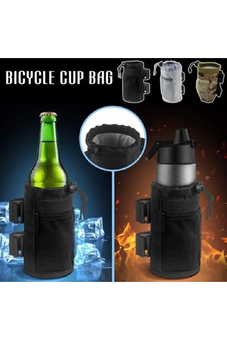 Polyester Bardak Tutucu Kese Çanta Su Şişesi Tutucu İçecek Bardak Kafesi Bisiklet, Bebek Arabası, Kruvazör, Mtb - Siyah