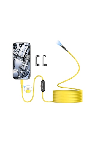 Depstech Işıklı Endoskop Kamerası - 5m Kablo 7mm İnce Prob - Sarı