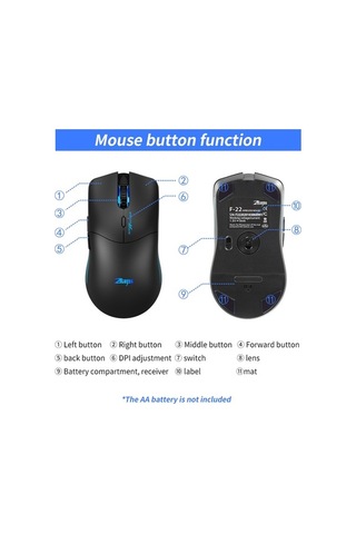 Novahub Zelotes F-22 Kablosuz Oyun Fare - 6 Tuşlu, 3 Dpı Ayarlı, Ergonomik Tasarım, Aa Pil, Kullanışlı Ve Dayanıklı 001
