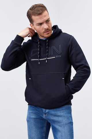 Tommy Life Lacivert Yazı Nakışlı Standart Kalıp Kapüşonlu Erkek Sweatshirt - 87887 Lacivert