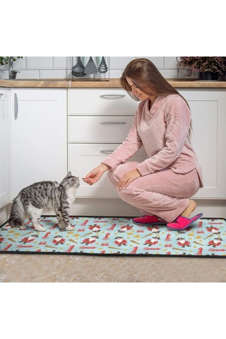 Noel Desenli 2'li Mutfak Matı, Anti-yorgunluk, Yastıklı Ve Kaymaz, Mutfak Ve Ofis İçin Noel Korsan Baba Noel