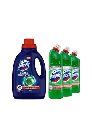 Domestos Çamaşır Suyu Dağ Esintisi 3 x 750 ML + Domestos Çam Yüzey Temizleyici 1500 ML