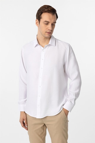 Süvari Beyaz Slim Fit Düz Klasik Yaka Gömlek-34096 Beyaz