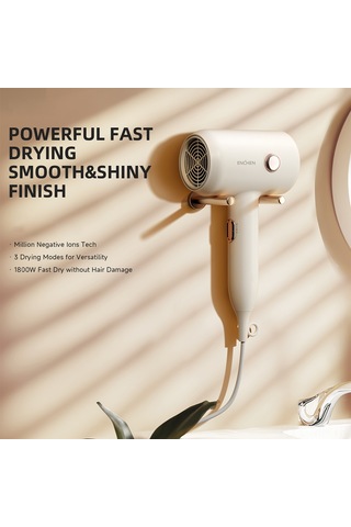 Mufunye Beyaz 1800w 220v Avrupa Plug Lüx Saç Kurutma Makinesi - 3000m İyon, 3 Sıcaklık Ayarı, 1.75m Kablolu, 50% Hızlı Kurutma, Çift Ateş Koruması